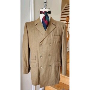 Vtg 60s Monte Cristo DB Sportcoat Rusty Green Wool Tweed Blazer Jacket 42R